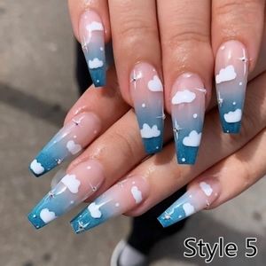 New boutique cloud pattern long presson nail tips Gift set with box